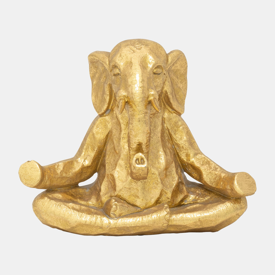 Gold Elephant Meditation Statue