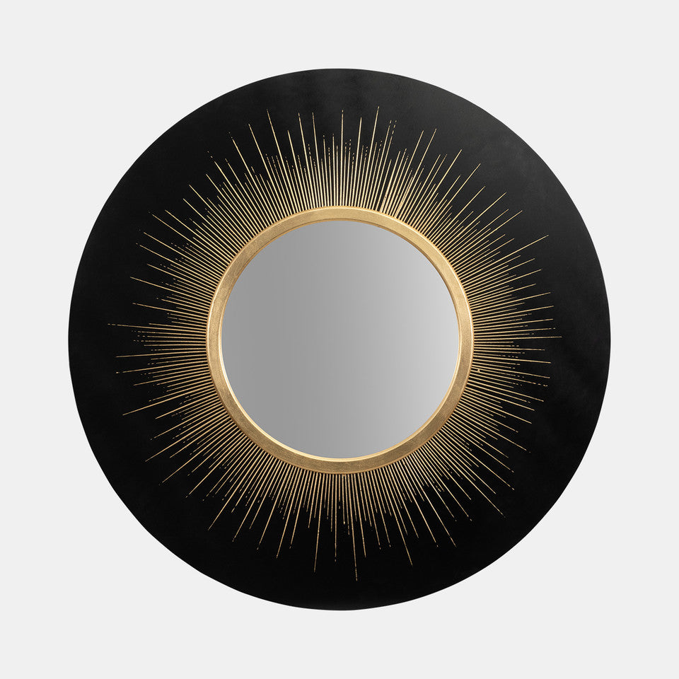 Black and Gold Royal Shine Mirror - Round